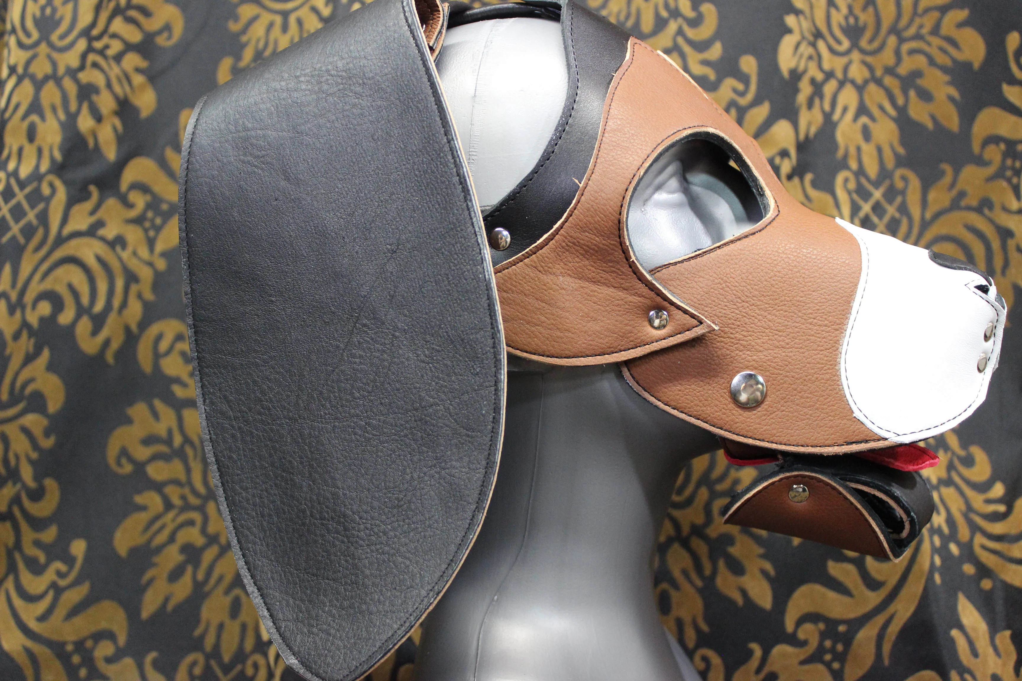 Basset Hound Style Pup Hood in Black, Tan, and White - Image 11