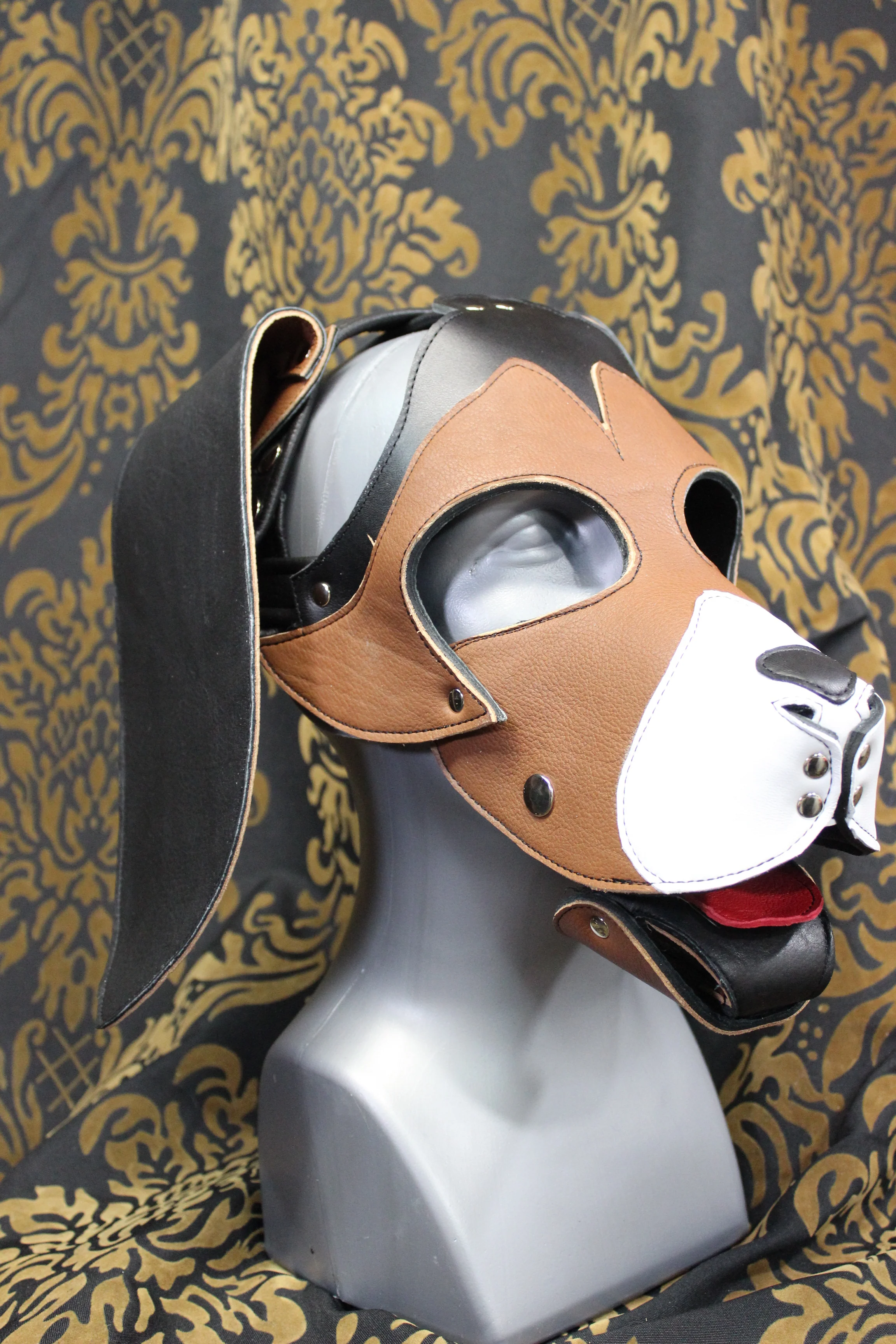 Basset Hound Style Pup Hood in Black, Tan, and White - Image 12