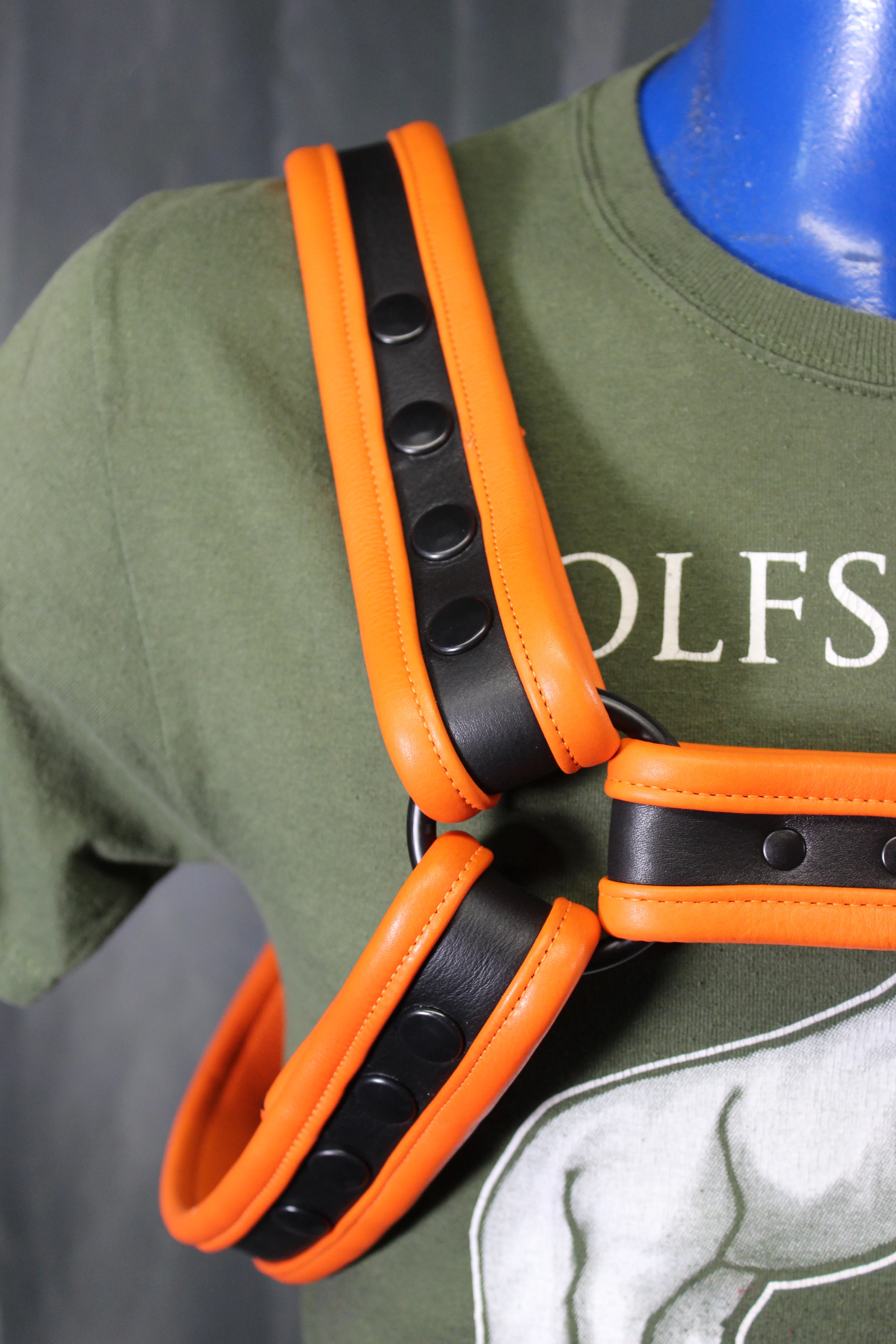 Black and Orange Bulldog Harness - Our Softest Leather! - Image 13