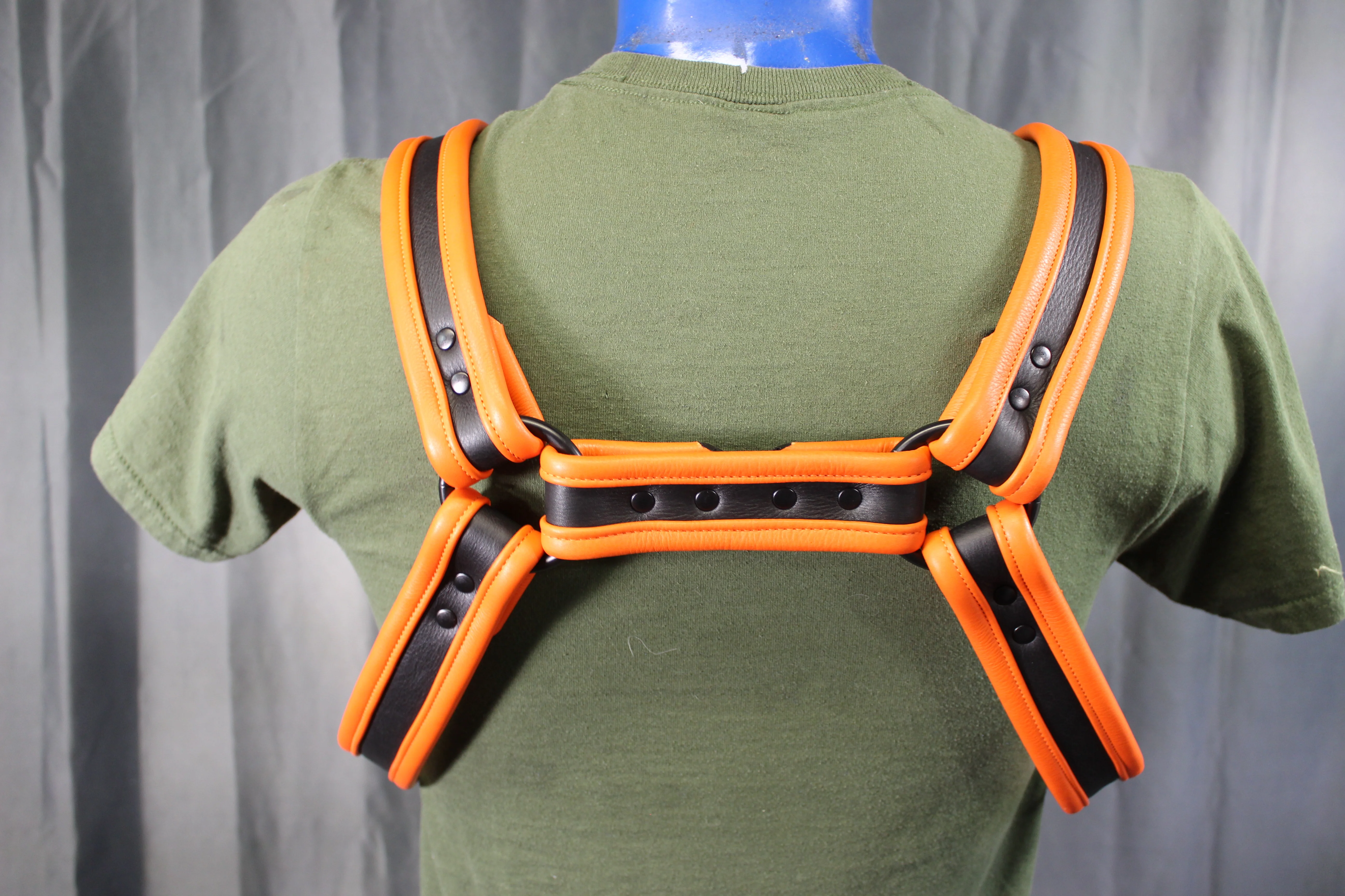 Black and Orange Bulldog Harness - Our Softest Leather! - Image 17