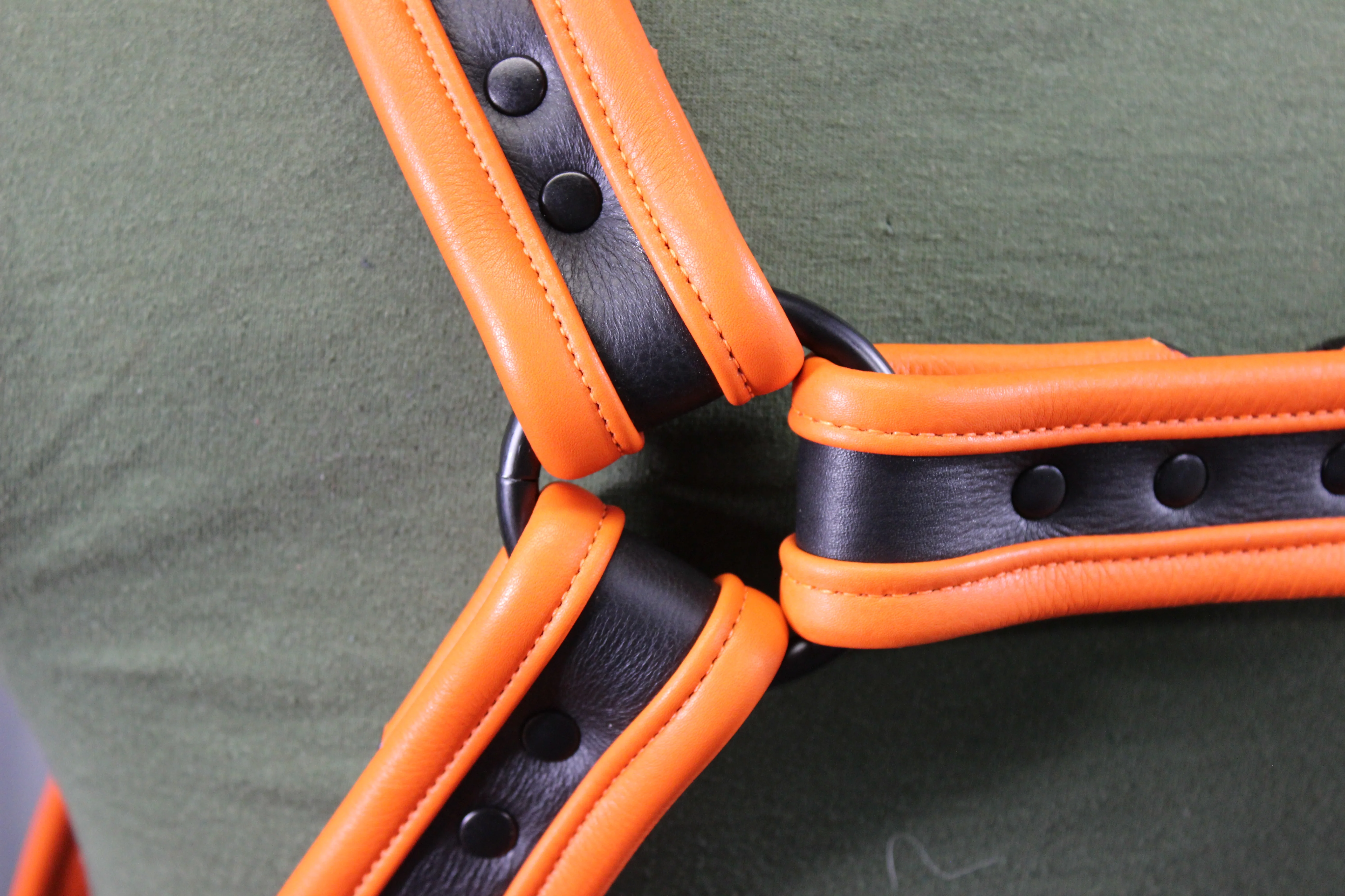 Black and Orange Bulldog Harness - Our Softest Leather! - Image 20