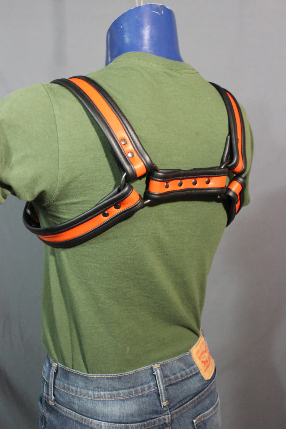 Black and Orange Bulldog Harness - Our Softest Leather! - Image 3