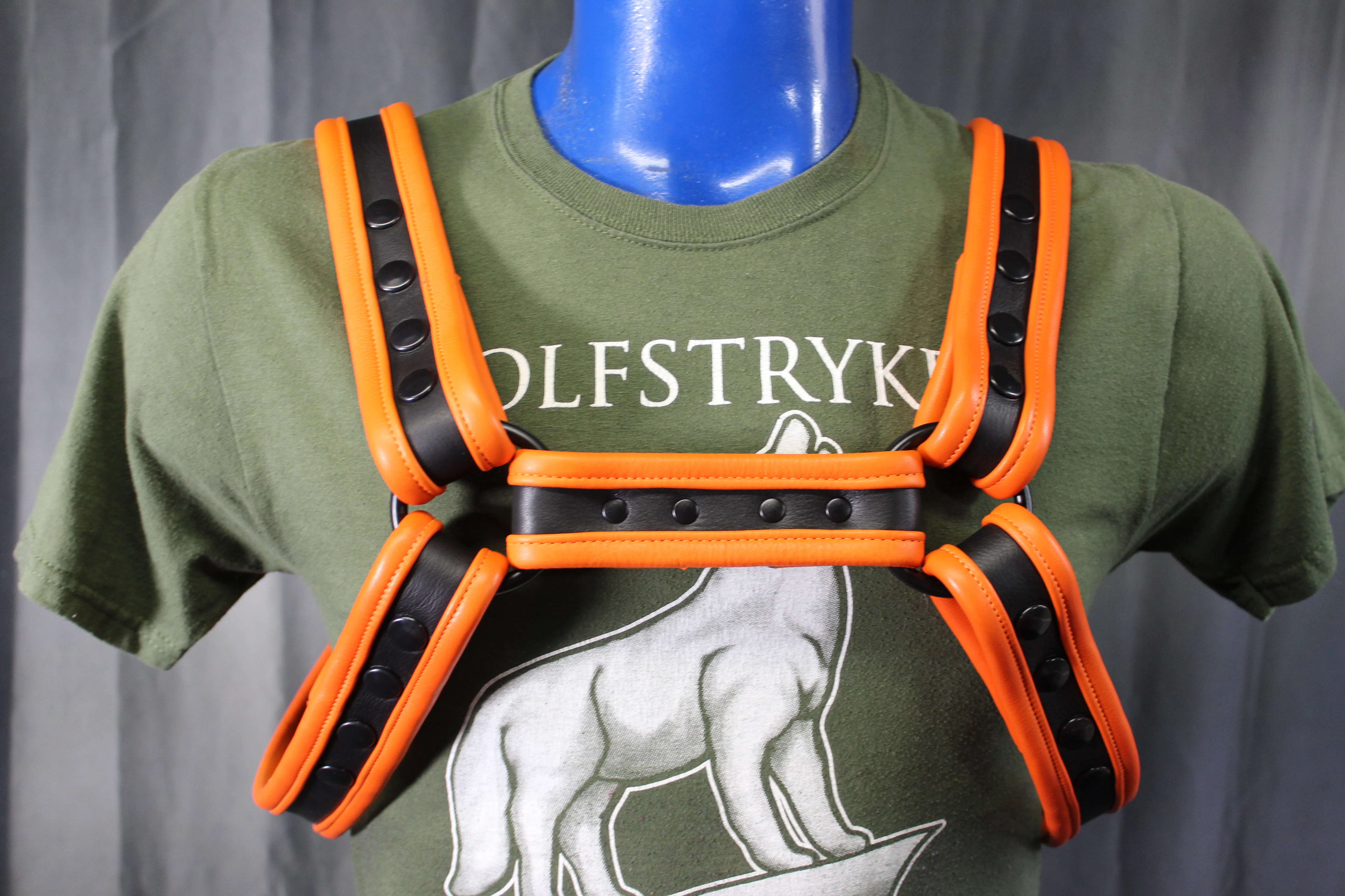 Black and Orange Bulldog Harness - Our Softest Leather! - Image 6