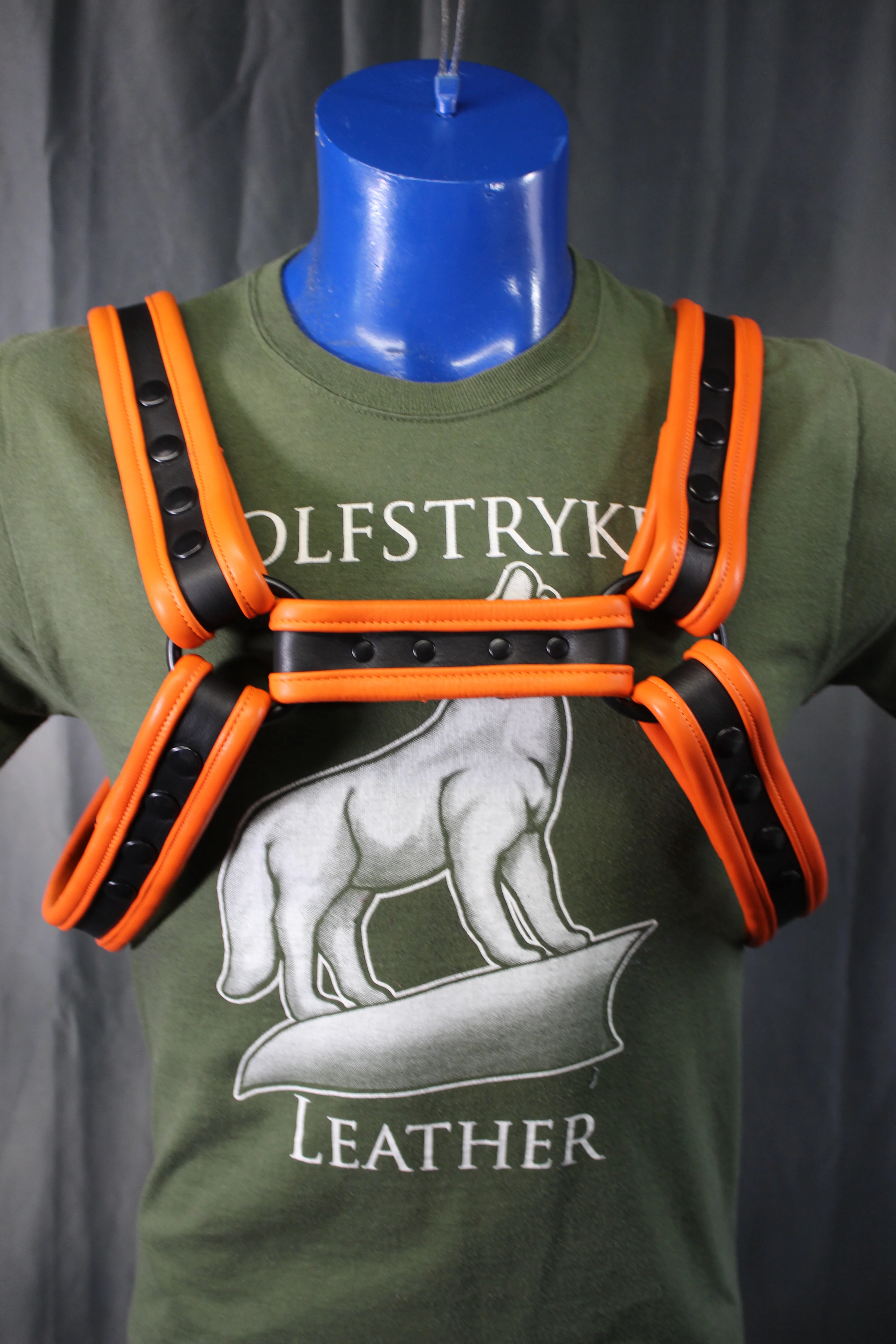 Black and Orange Bulldog Harness - Our Softest Leather! - Image 7