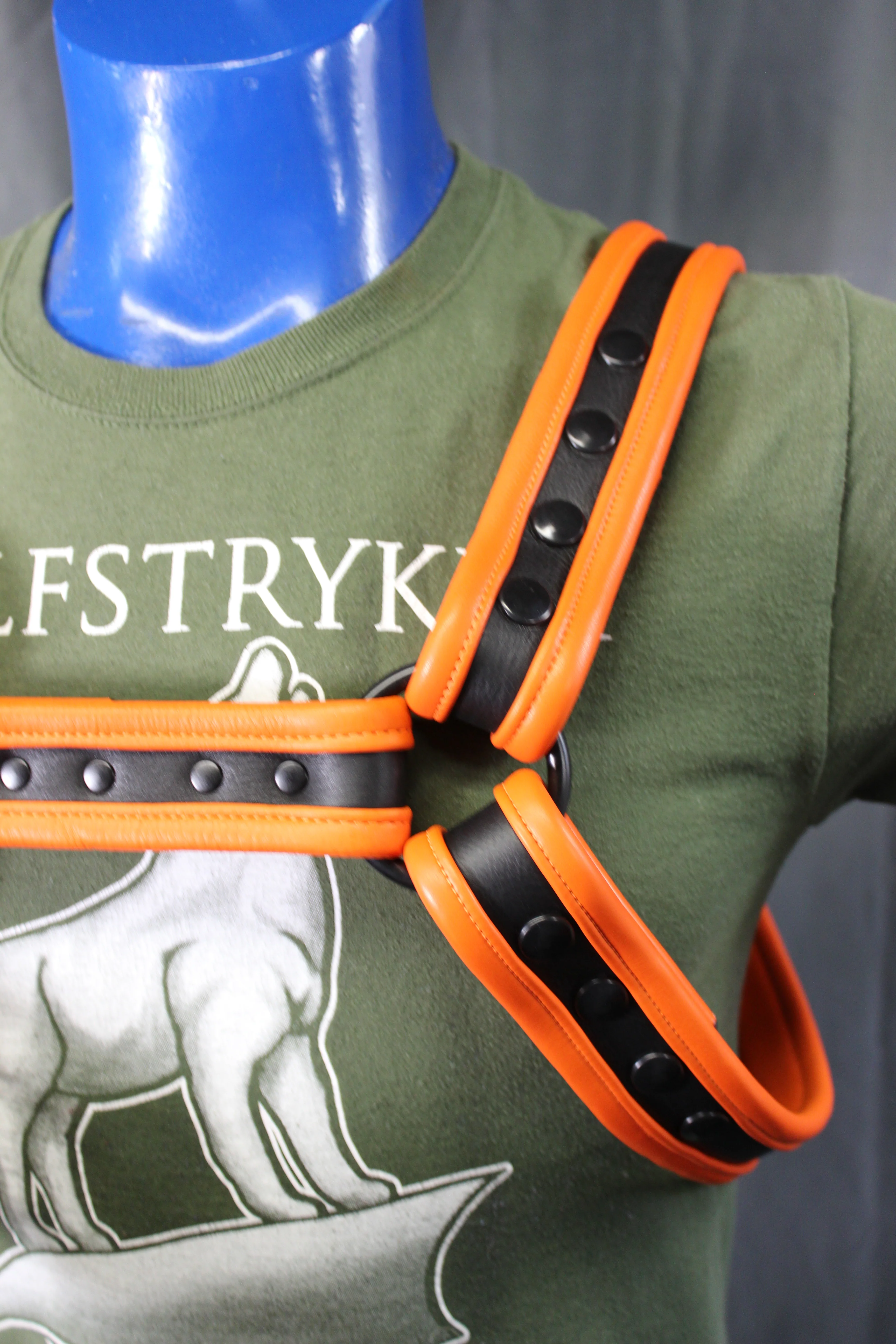 Black and Orange Bulldog Harness - Our Softest Leather! - Image 8