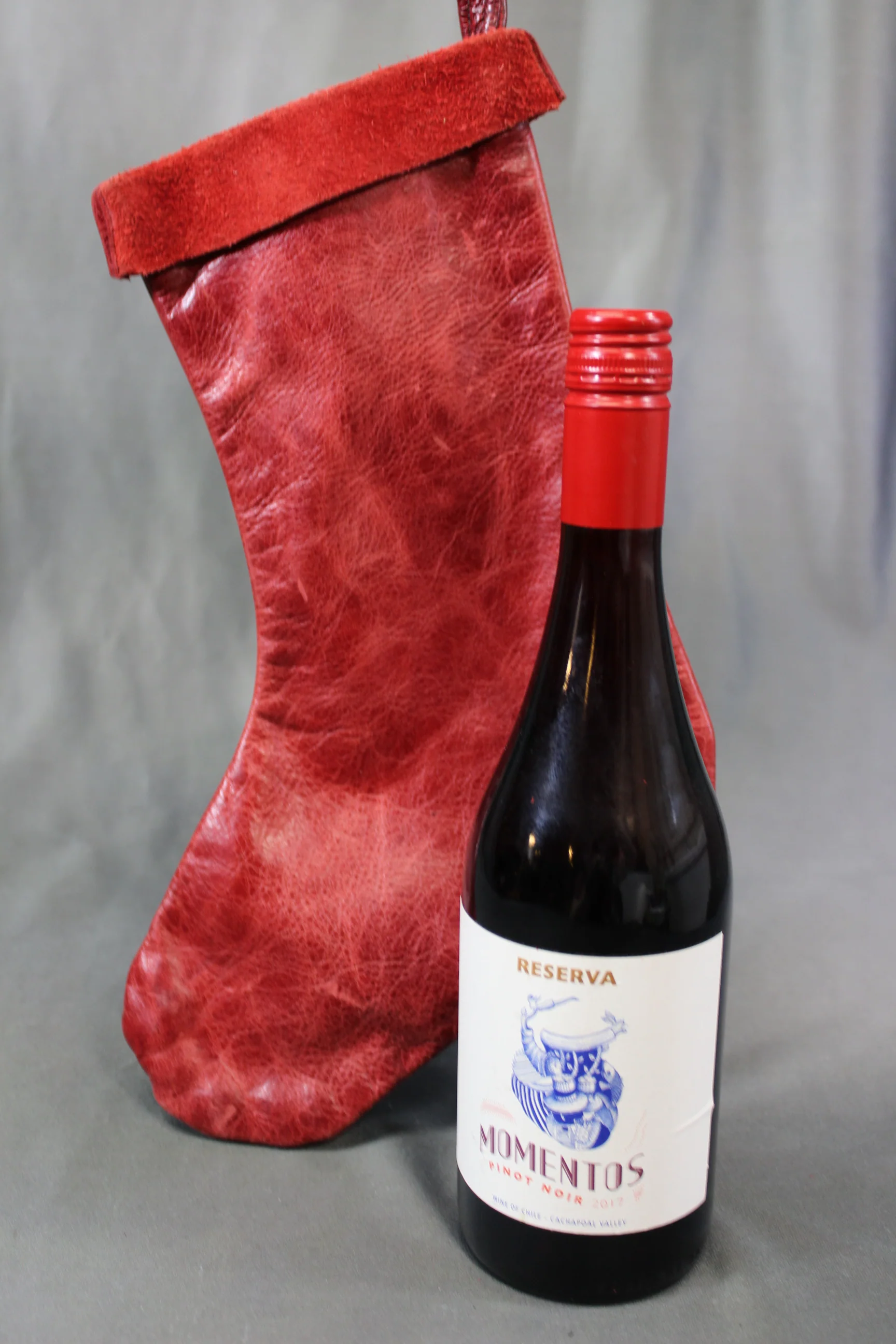 Black Leather Christmas Stocking - 100% Hand Made in the USA. Monogramming Available. - Image 5