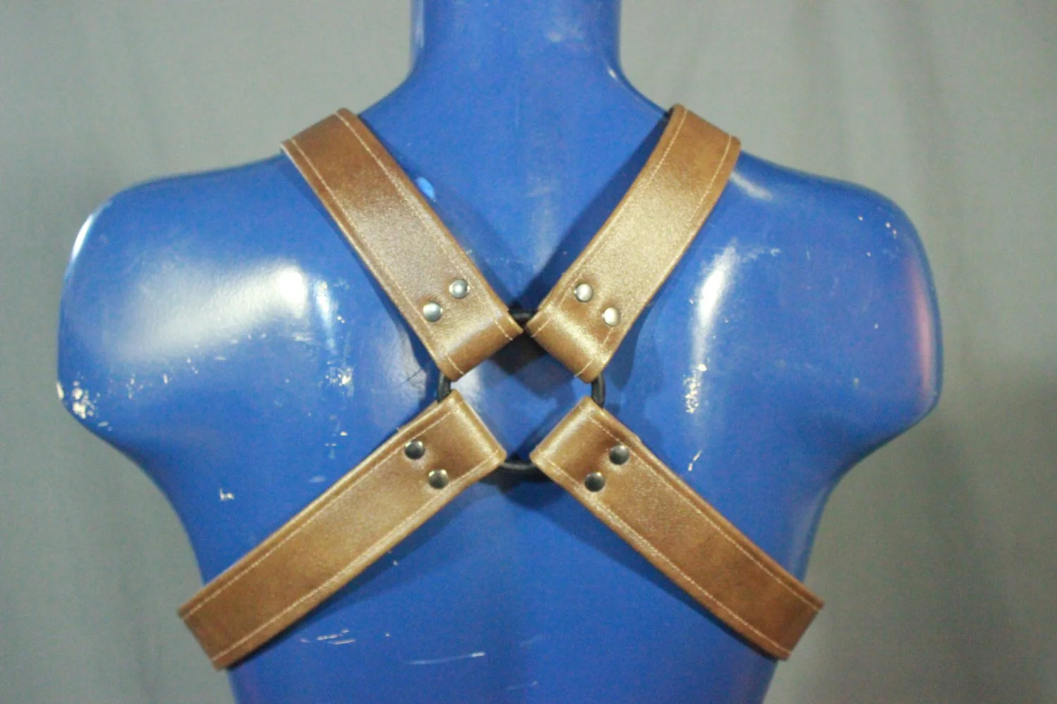 Brown Leather X-Harness, Gunmetal Hardware - Image 3