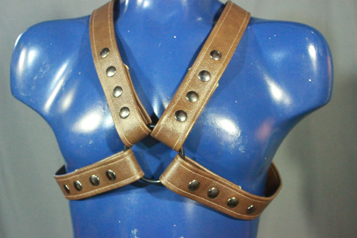 Brown Leather X-Harness, Gunmetal Hardware - Image 5