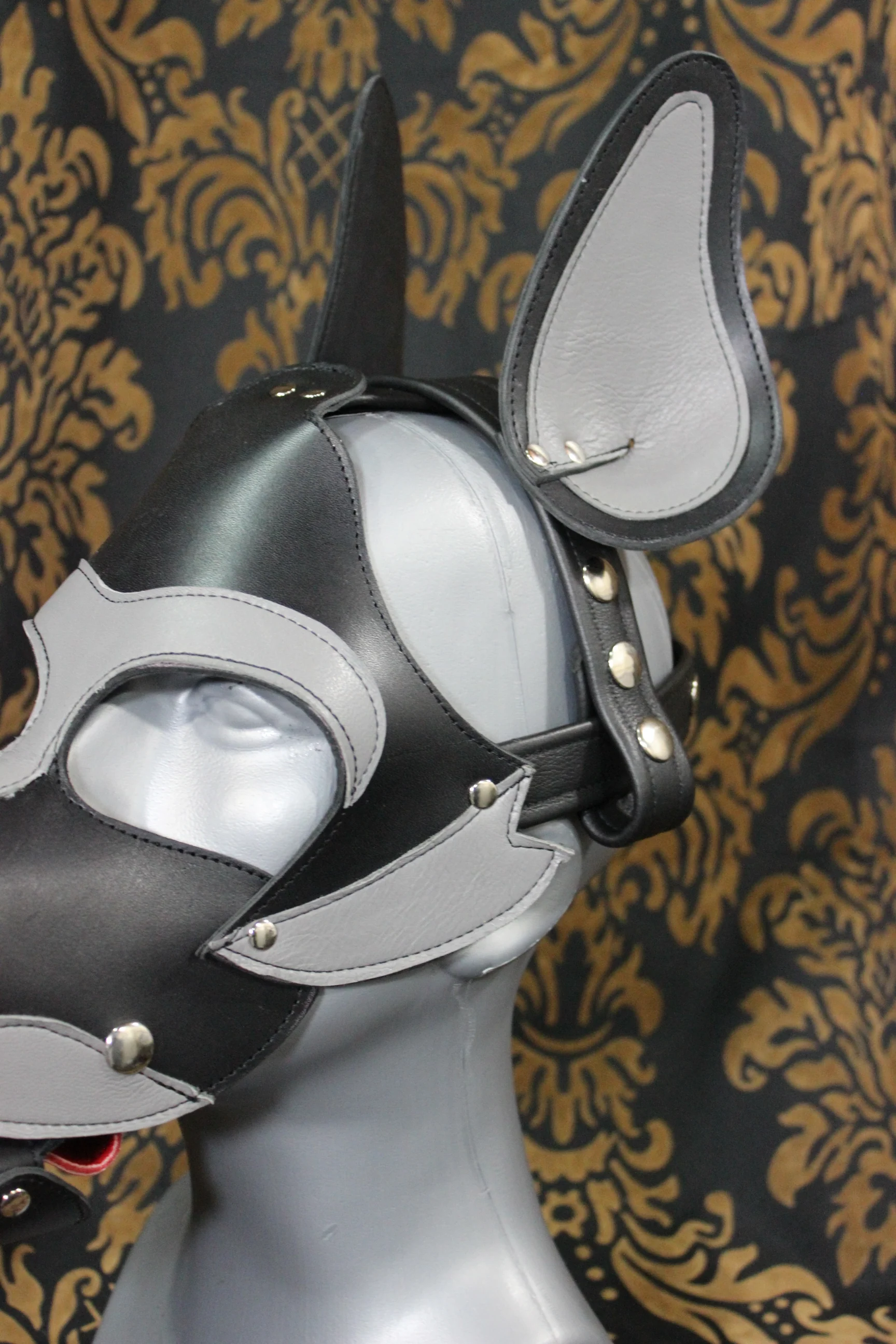 Husky style Pup Hood in Black and Gray - Image 3