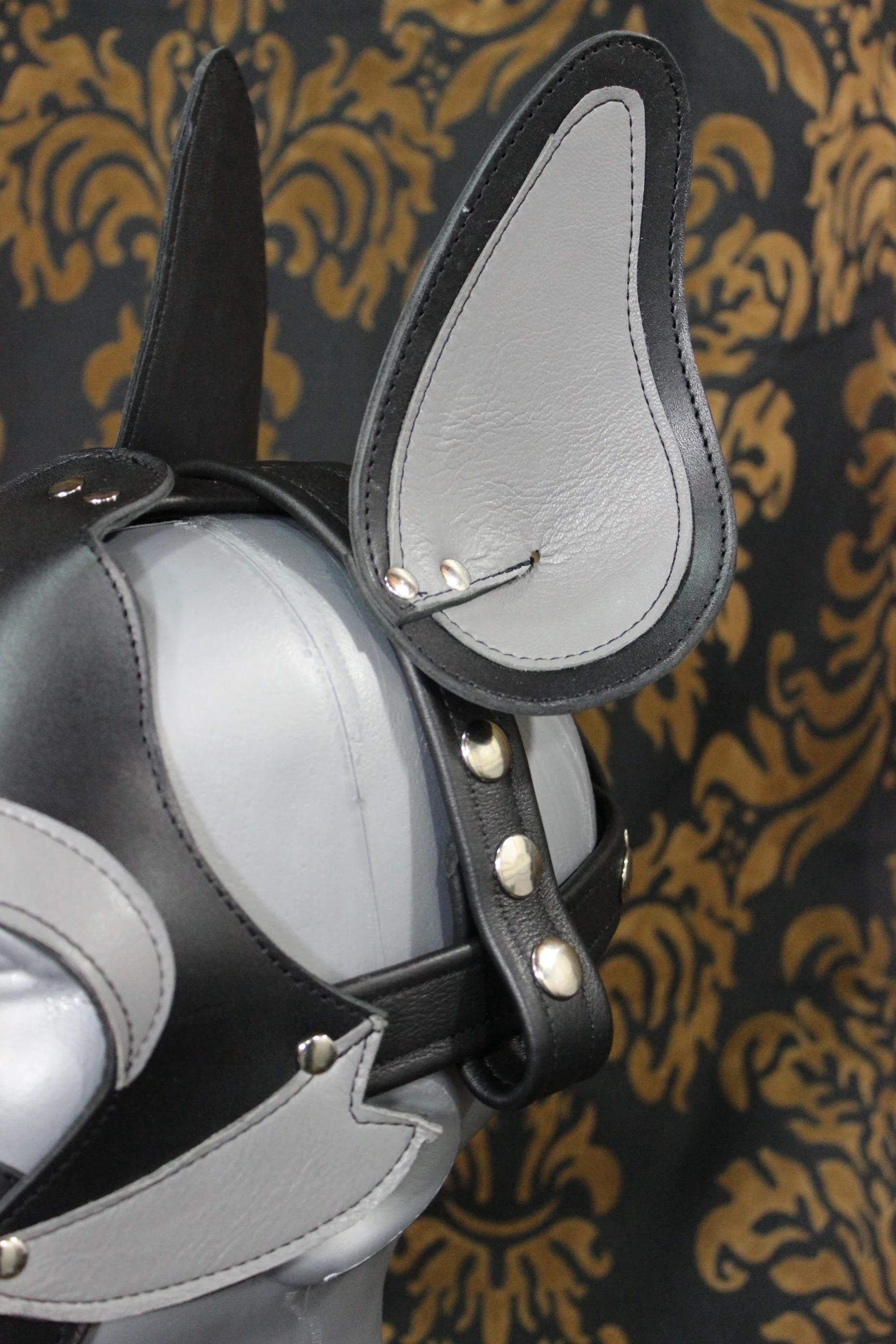 Husky style Pup Hood in Black and Gray - Image 5