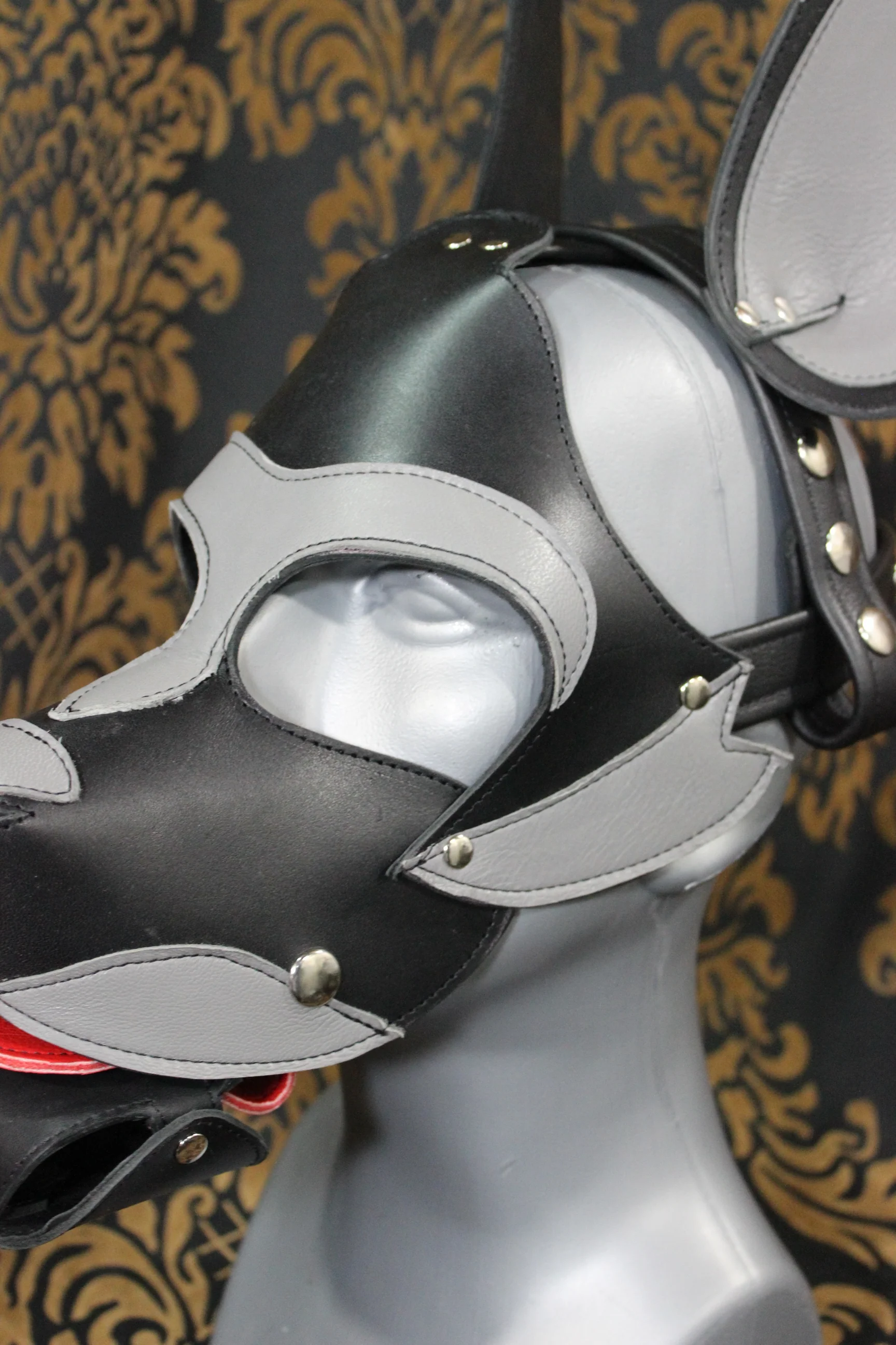 Husky style Pup Hood in Black and Gray - Image 6