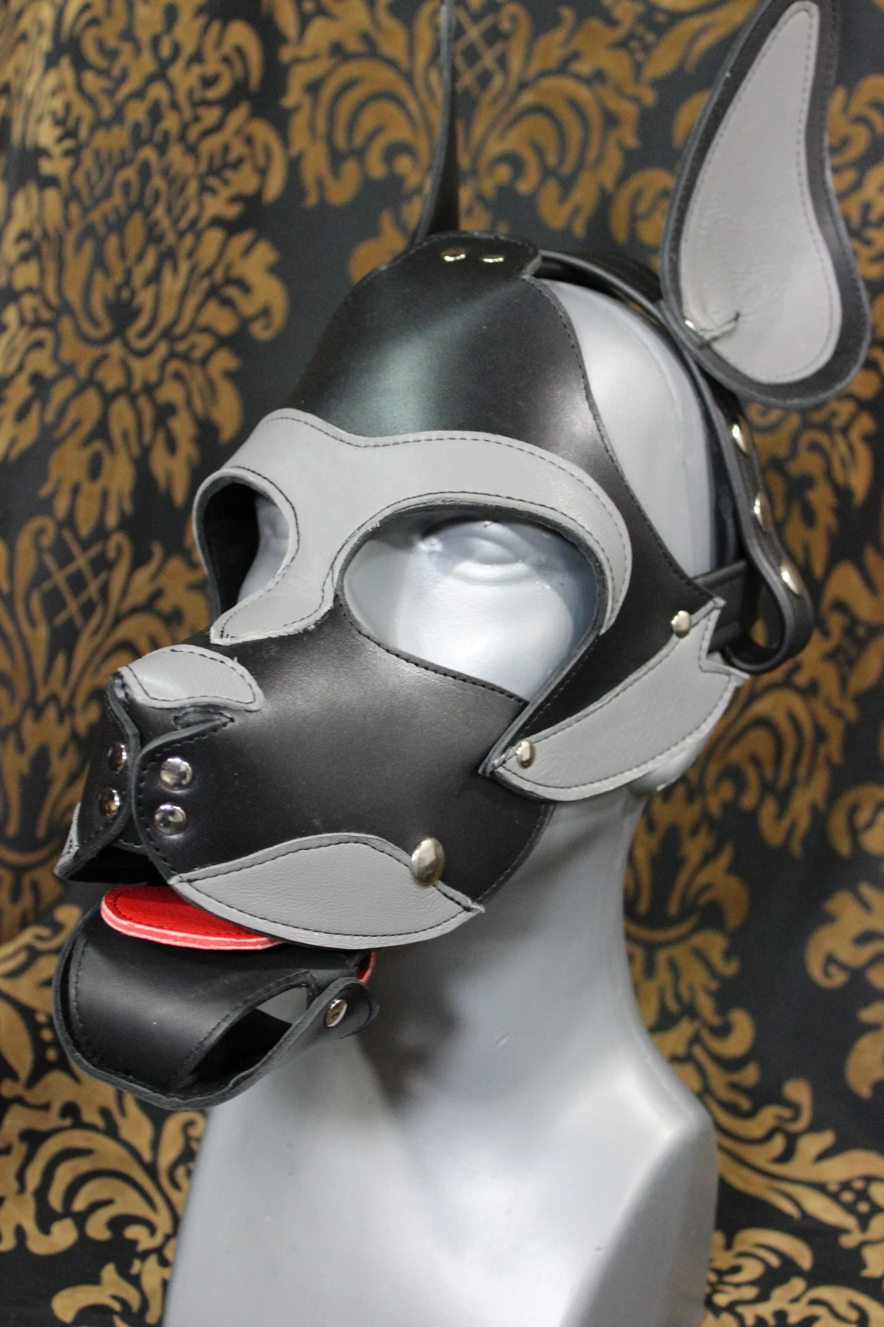 Husky style Pup Hood in Black and Gray - Image 7