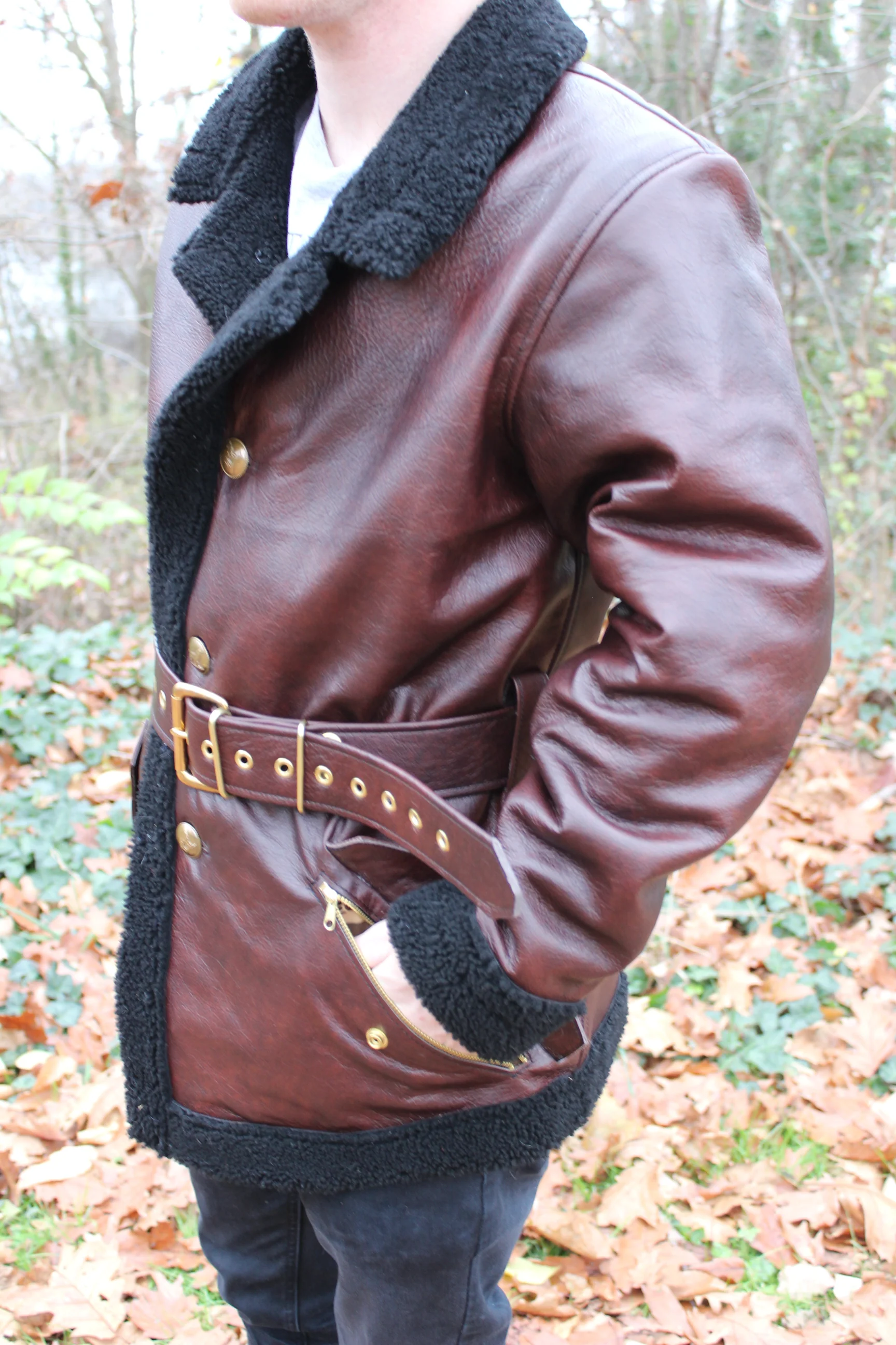 Leather and Shearling Coat - Image 7