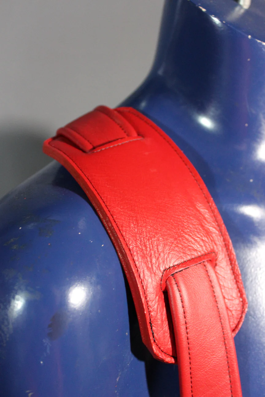 Padded Leather Suspenders with Decorative Hardware - Image 10