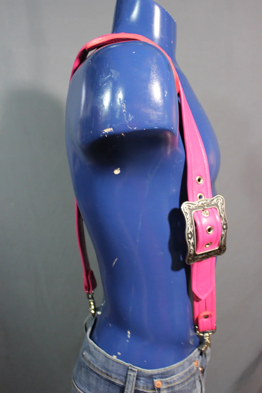 Padded Leather Suspenders with Decorative Hardware - Image 24