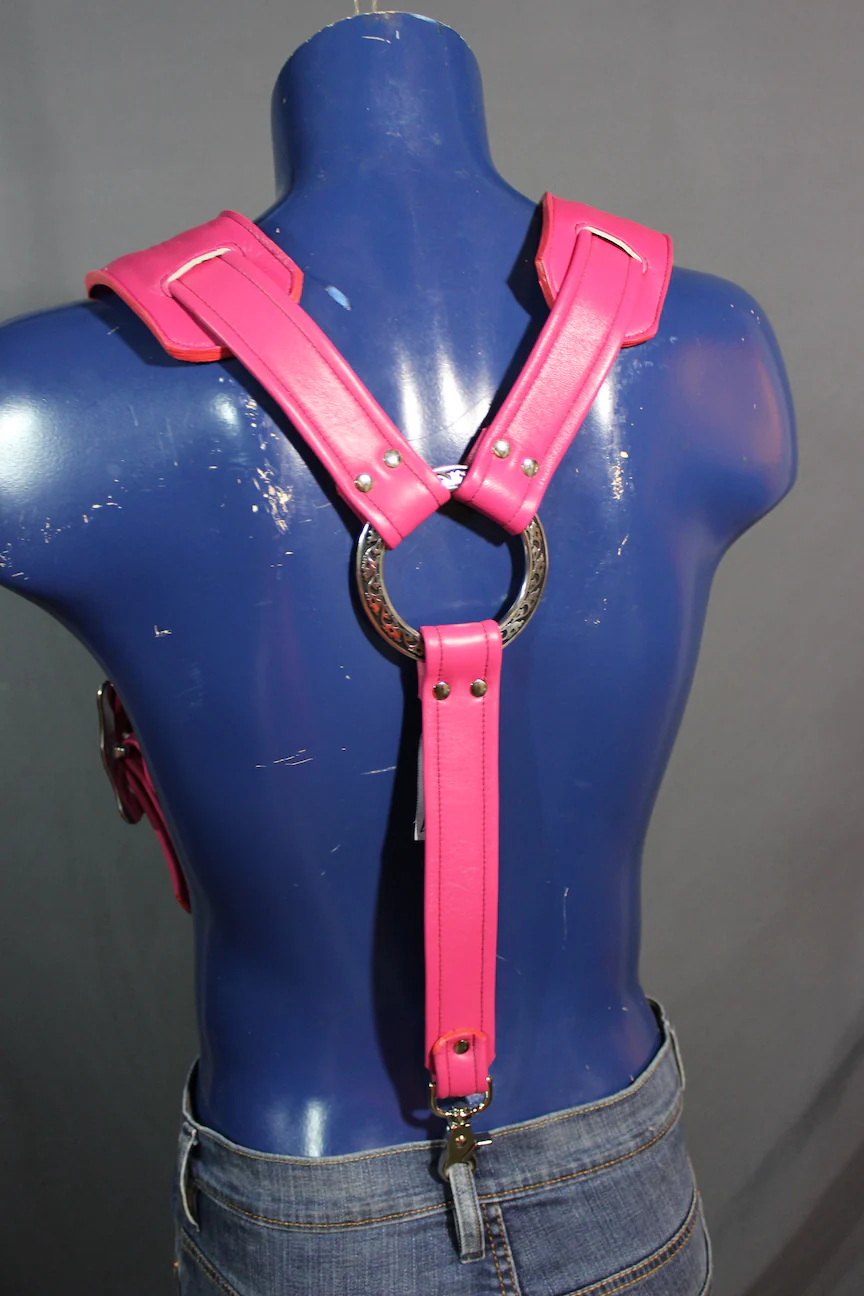Padded Leather Suspenders with Decorative Hardware - Image 25