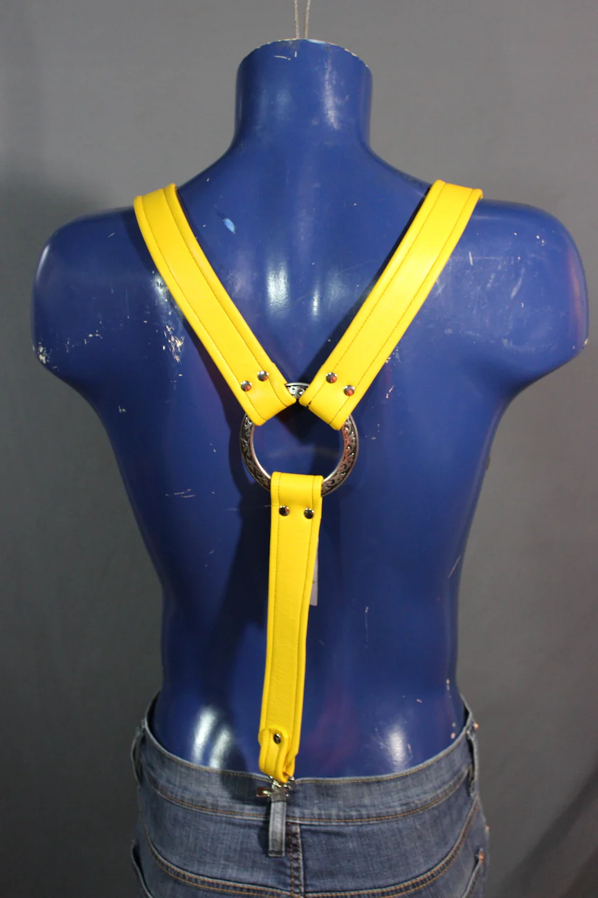 Padded Leather Suspenders with Decorative Hardware - Image 27