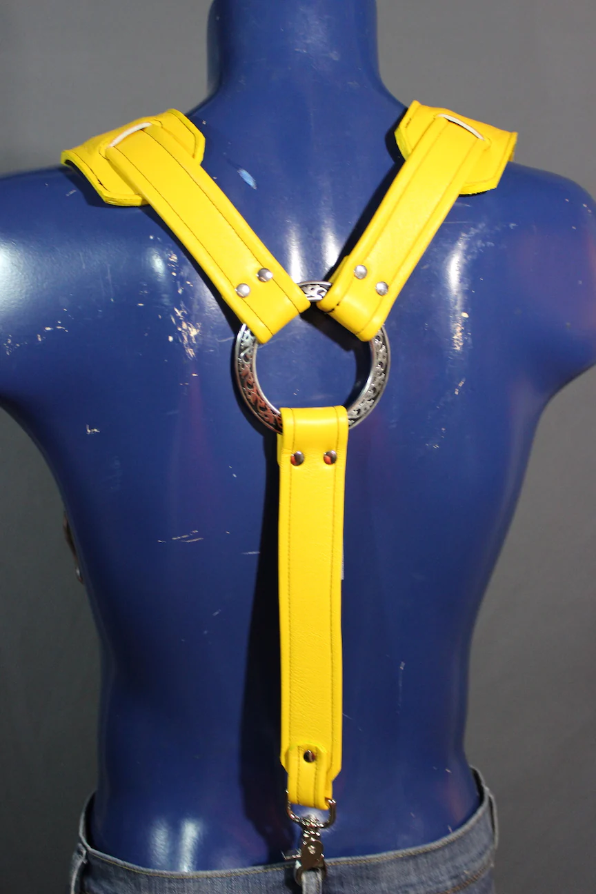 Padded Leather Suspenders with Decorative Hardware - Image 29