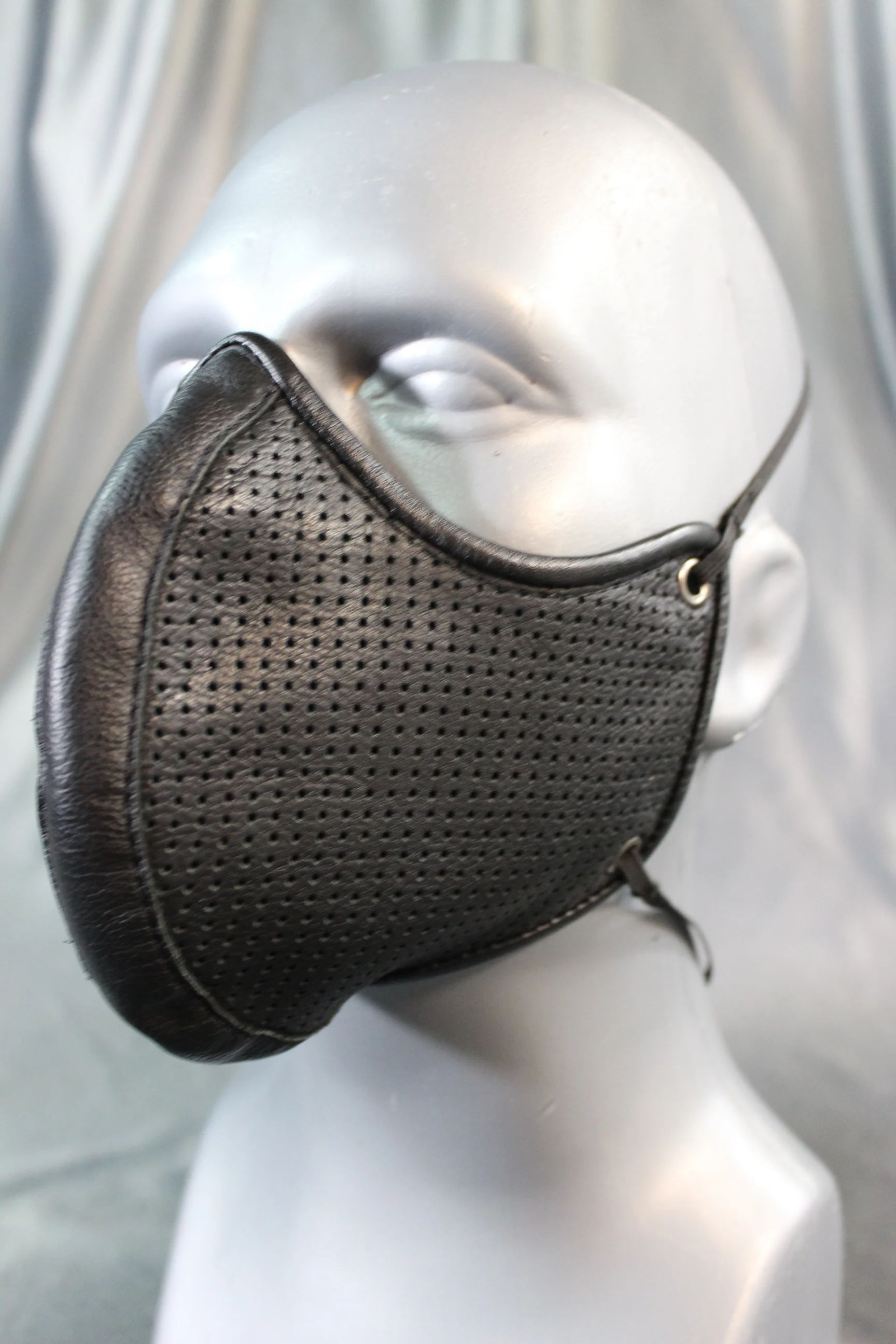 Perforated Leather Face Mask with Filter Pouch - Image 3