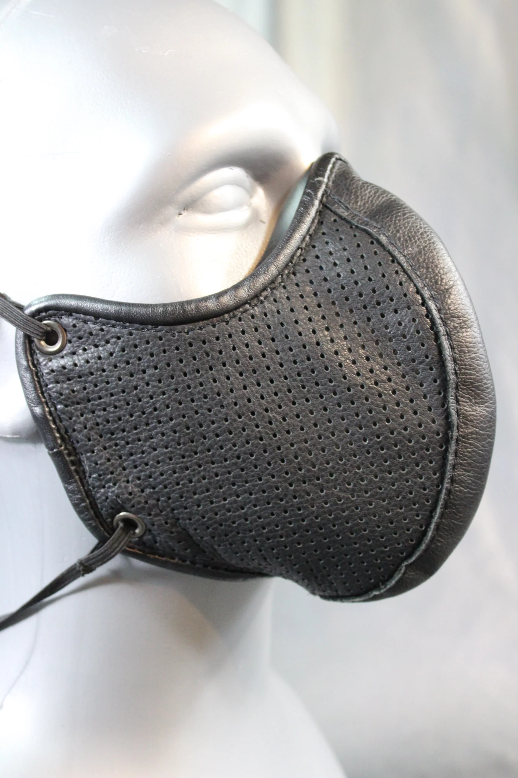 Perforated Leather Face Mask with Filter Pouch - Image 5