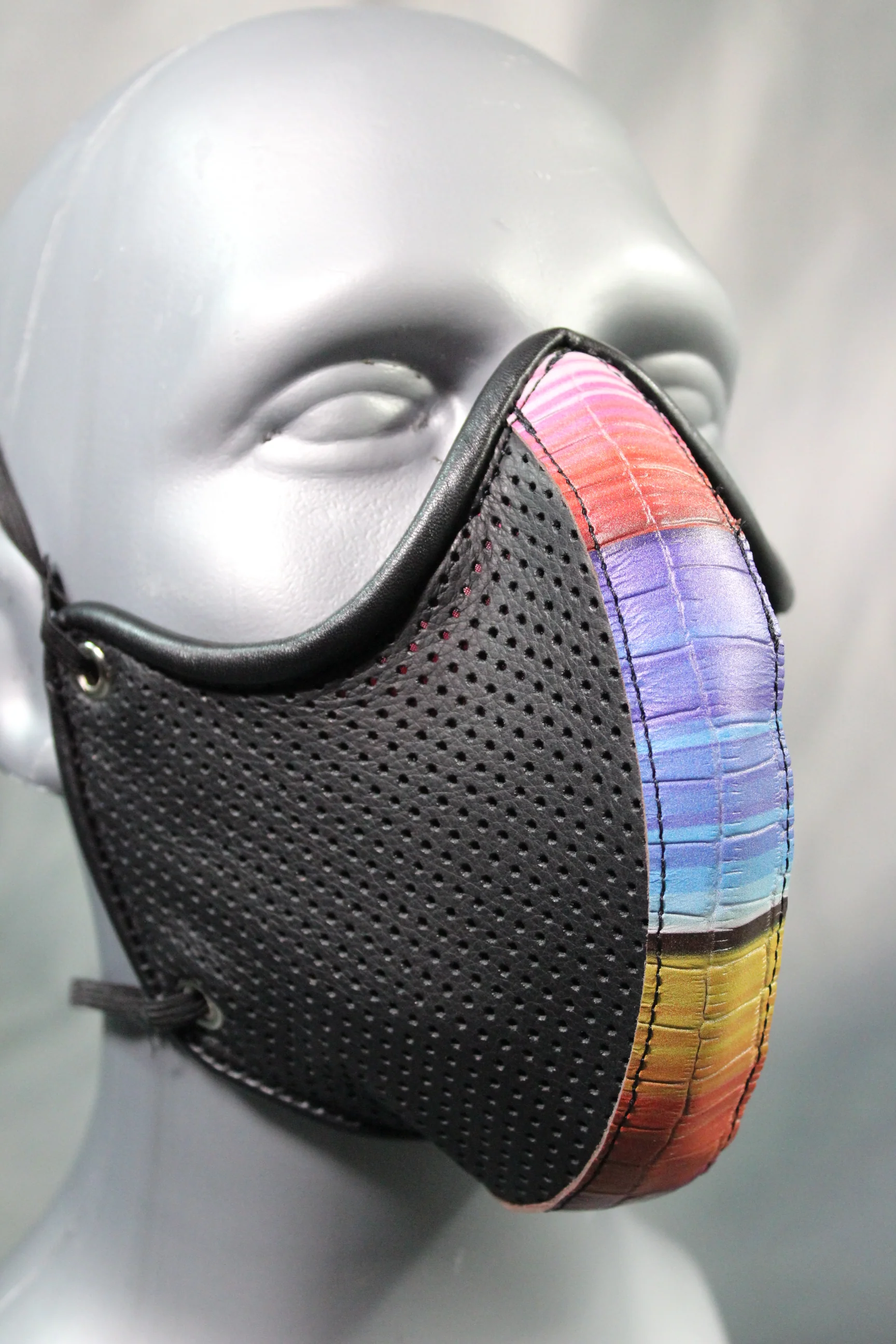 Perforated Leather Face Mask with Filter Pouch - Image 6