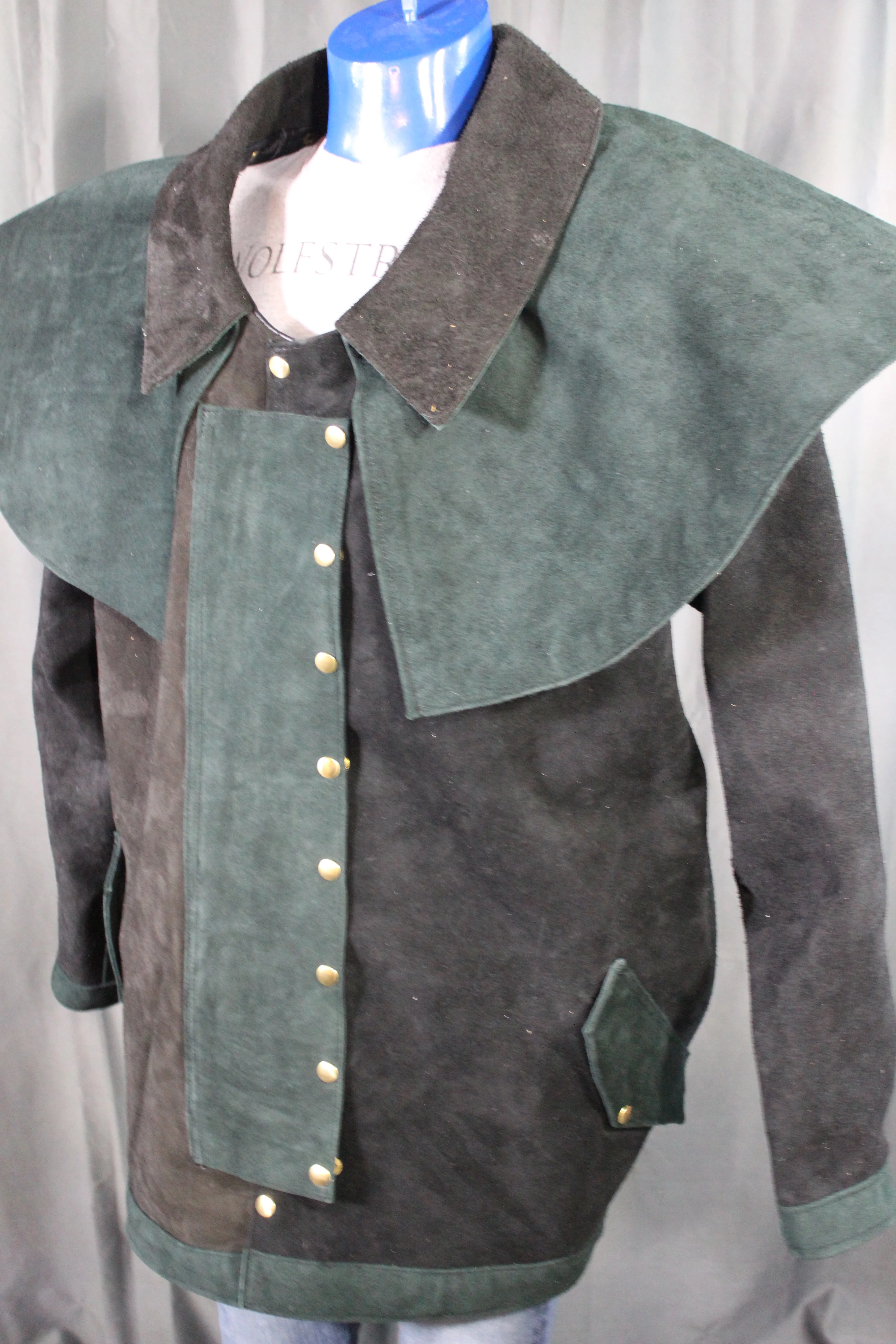 Suede Leather Duster (shortened) with Mantle - Image 10