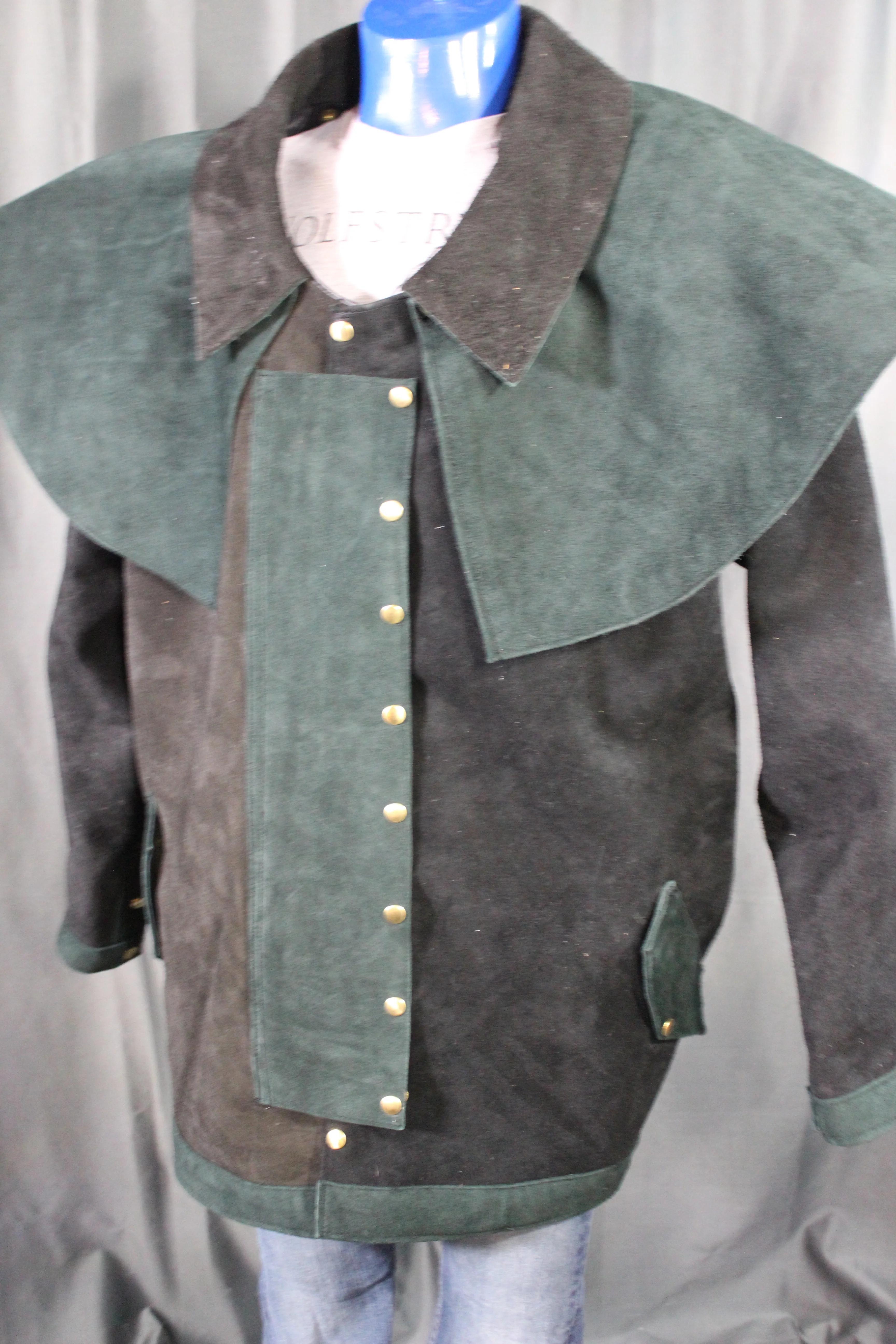Suede Leather Duster (shortened) with Mantle - Image 11