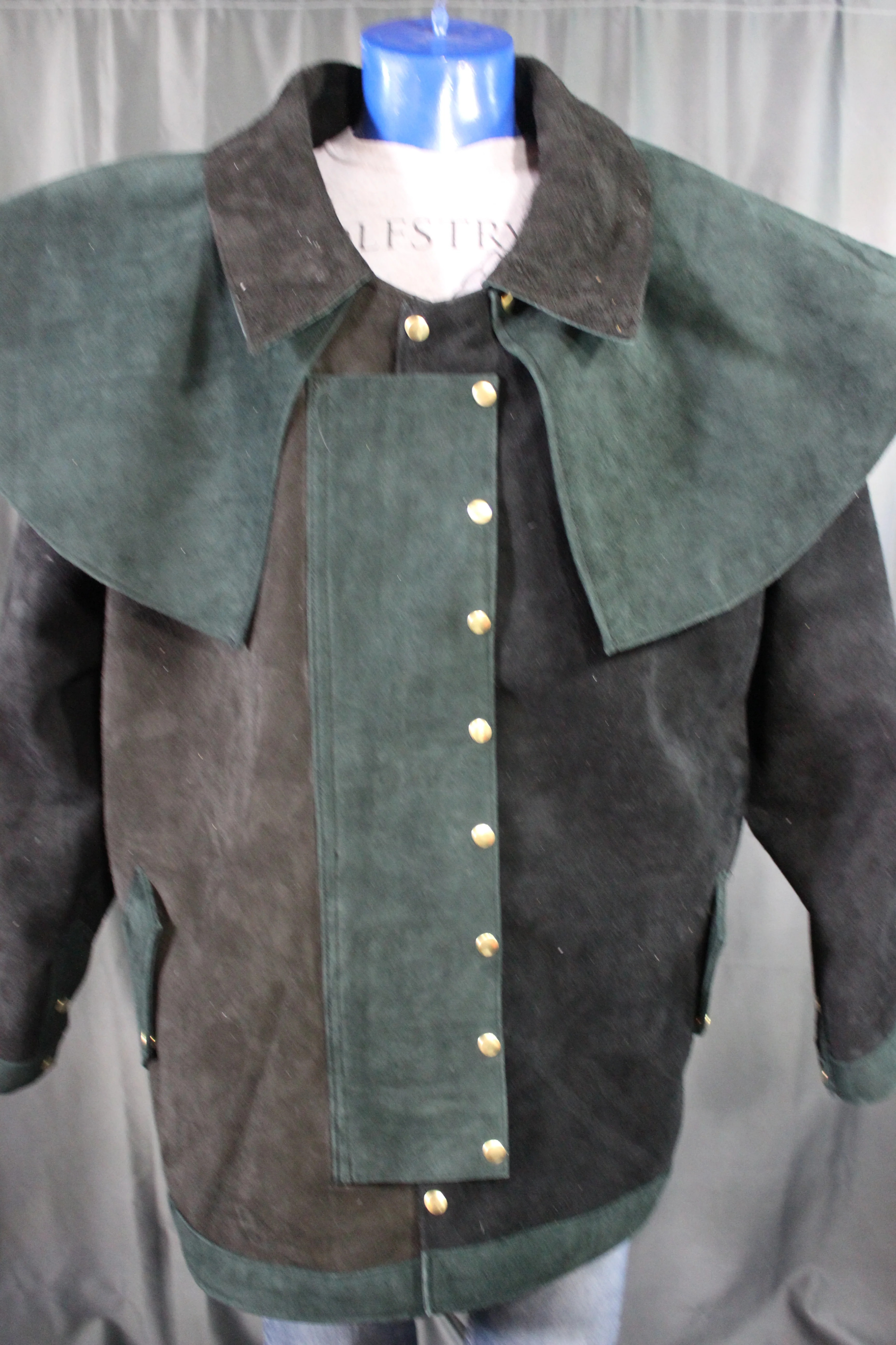 Suede Leather Duster (shortened) with Mantle - Image 3