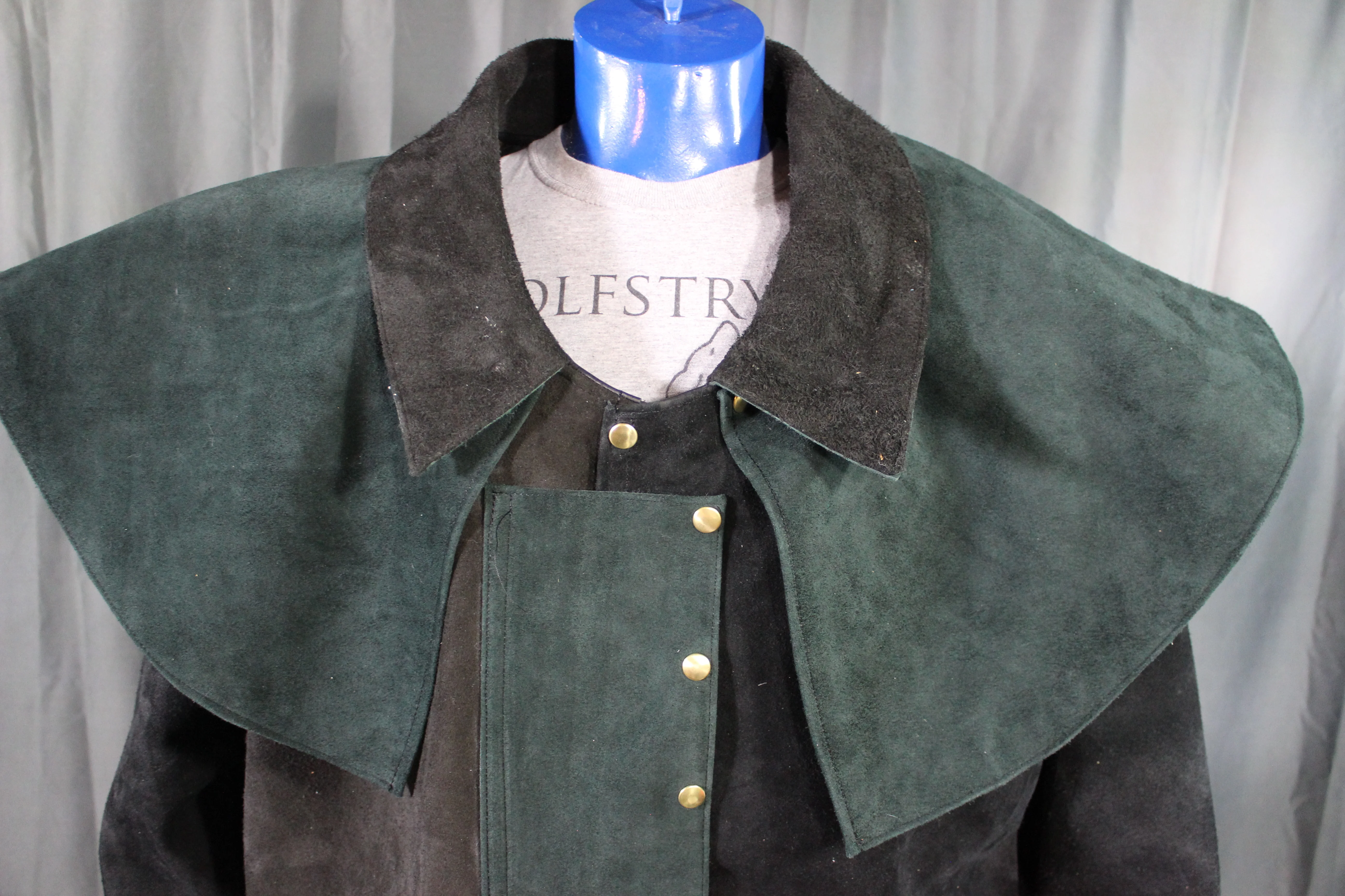 Suede Leather Duster (shortened) with Mantle - Image 4