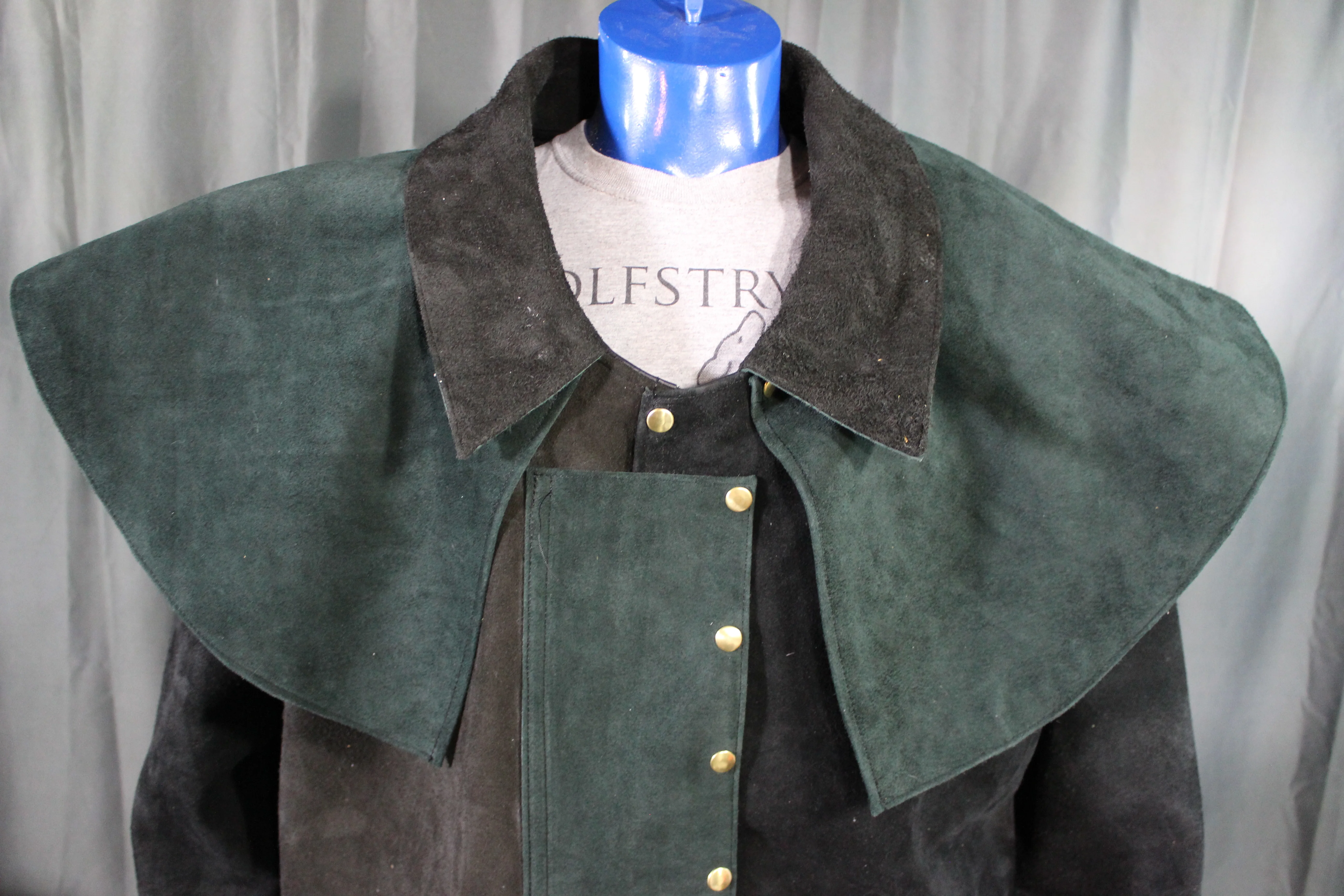 Suede Leather Duster (shortened) with Mantle - Image 5
