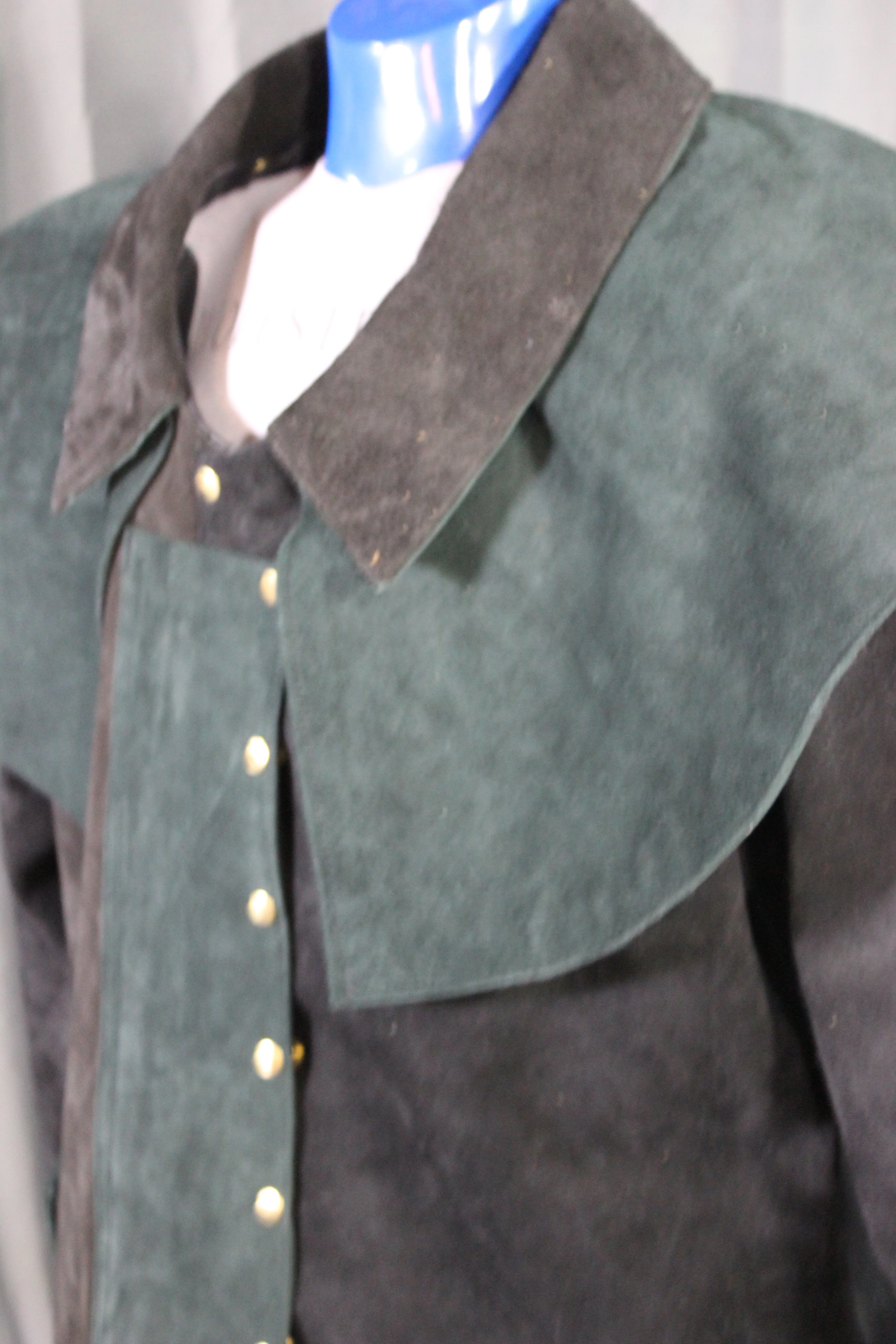 Suede Leather Duster (shortened) with Mantle - Image 8